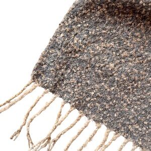Cozy Grey + Cream Scarf with Fringe